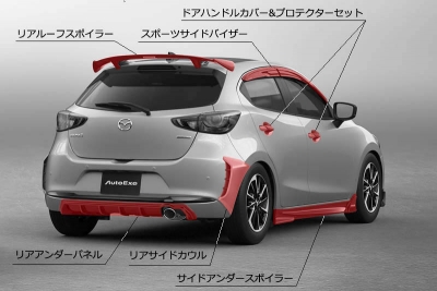 MAZDA2 DJ系 DJ-07 リアルーフスポイラー ピアノブラック塗装済