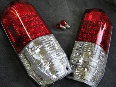 ランドクルーザー 78 プラド 4ドア車 LEDクリスタル 赤白テールレンズ