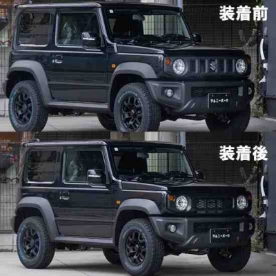 JB64 JB74 ジムニー チッピンググリル黒極小網＋エンブレムマット